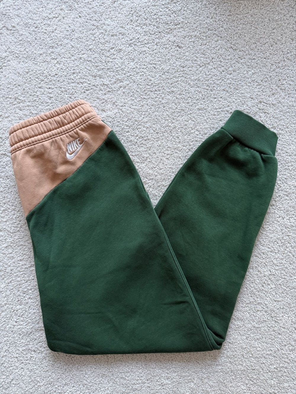 Nike Green Sweatpants with Tan Waistband